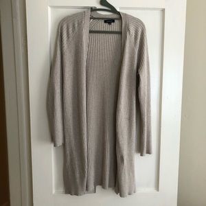 Long Ribbed Cardigan - Light Grey